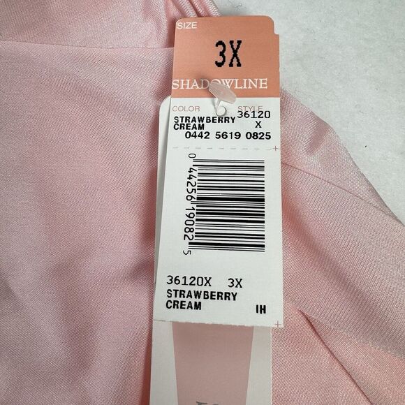 NWT VTG Shadowline Pink Nylon Nightgown 3X Lace Applique V-Neck Cap Sleeves 41" - Picture 16 of 16